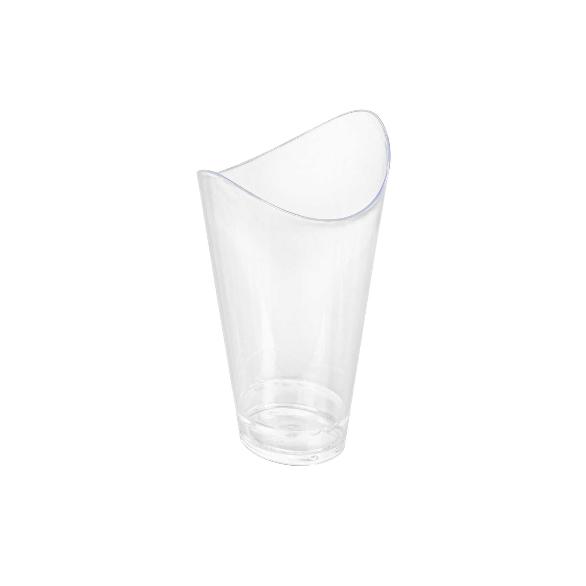 Mini Serve 3 oz Clear Plastic Mini Mezzaluna Cup - 3 1/4" x 2" x 1 1/2" - 25 count box