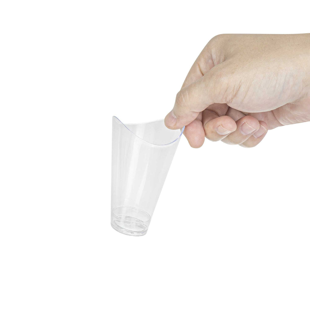 Mini Serve 3 oz Clear Plastic Mini Mezzaluna Cup - 3 1/4" x 2" x 1 1/2" - 25 count box