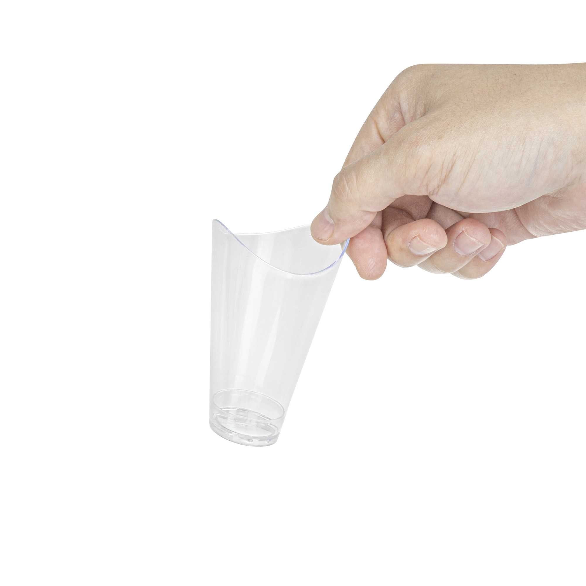 Mini Serve 3 oz Clear Plastic Mini Mezzaluna Cup - 3 1/4" x 2" x 1 1/2" - 25 count box
