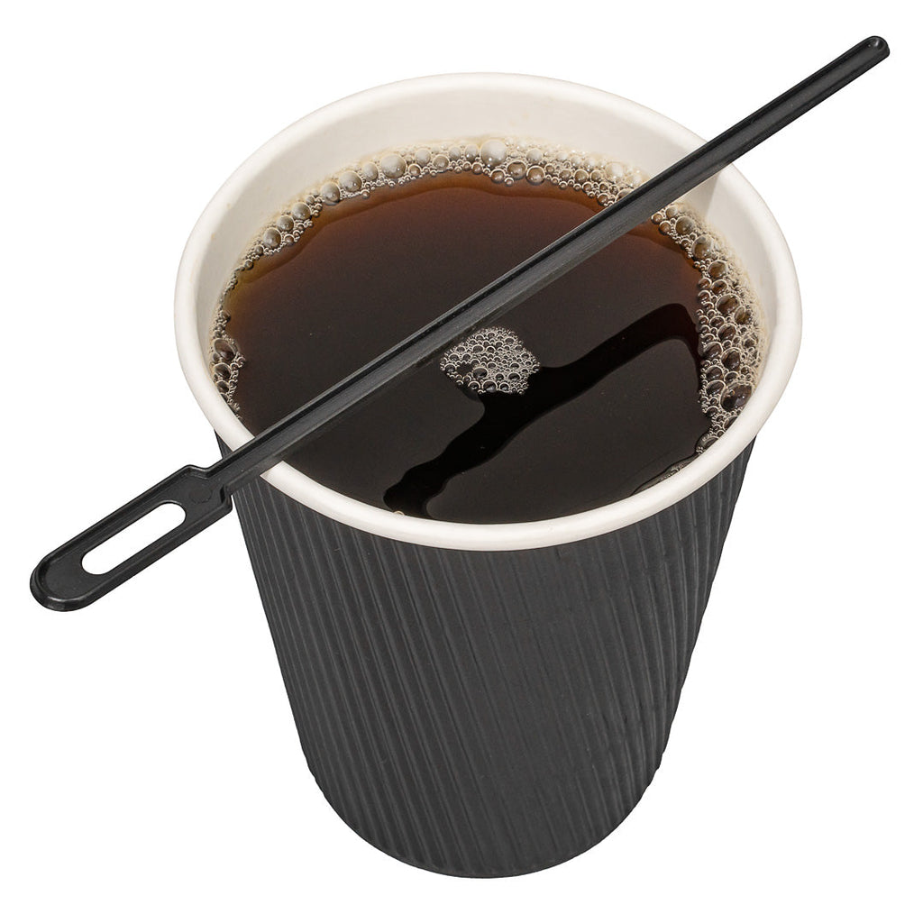 Restpresso Black Plastic Keyhole Coffee Stirrer - 6 1/4" - 100 count box