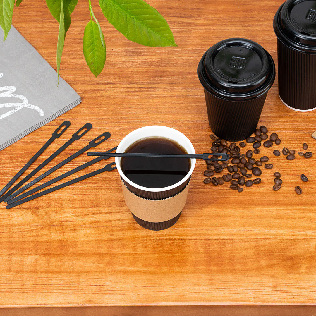 Restpresso Black Plastic Keyhole Coffee Stirrer - 6 1/4" - 100 count box