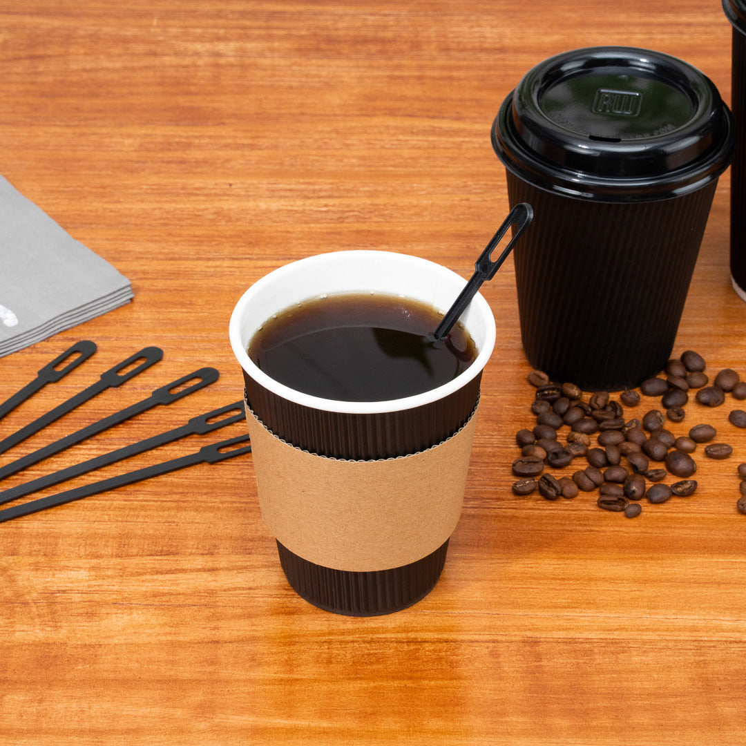 Restpresso Black Plastic Keyhole Coffee Stirrer - 6 1/4" - 100 count box