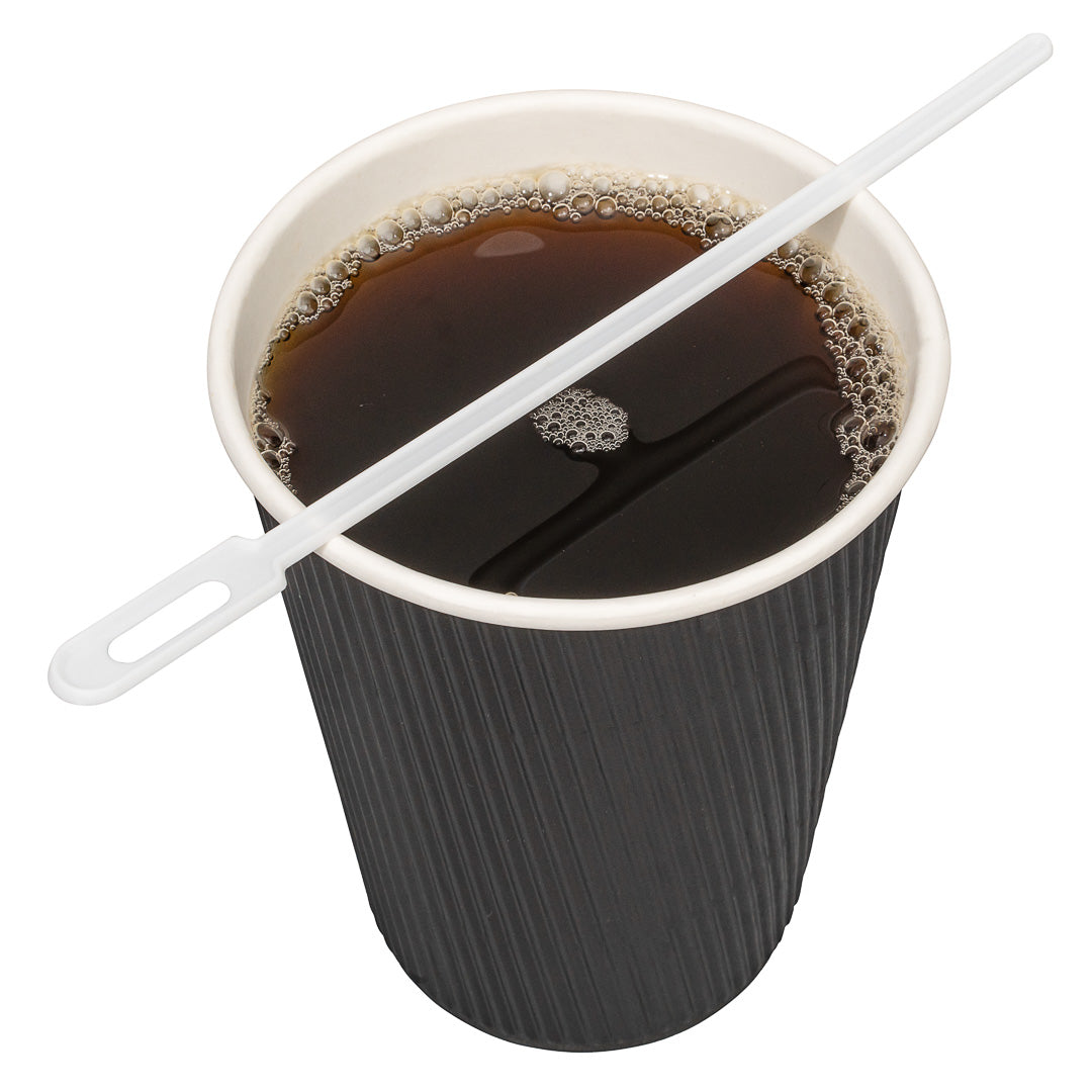 Restpresso White Plastic Keyhole Coffee Stirrer - 6 1/4" - 100 count box