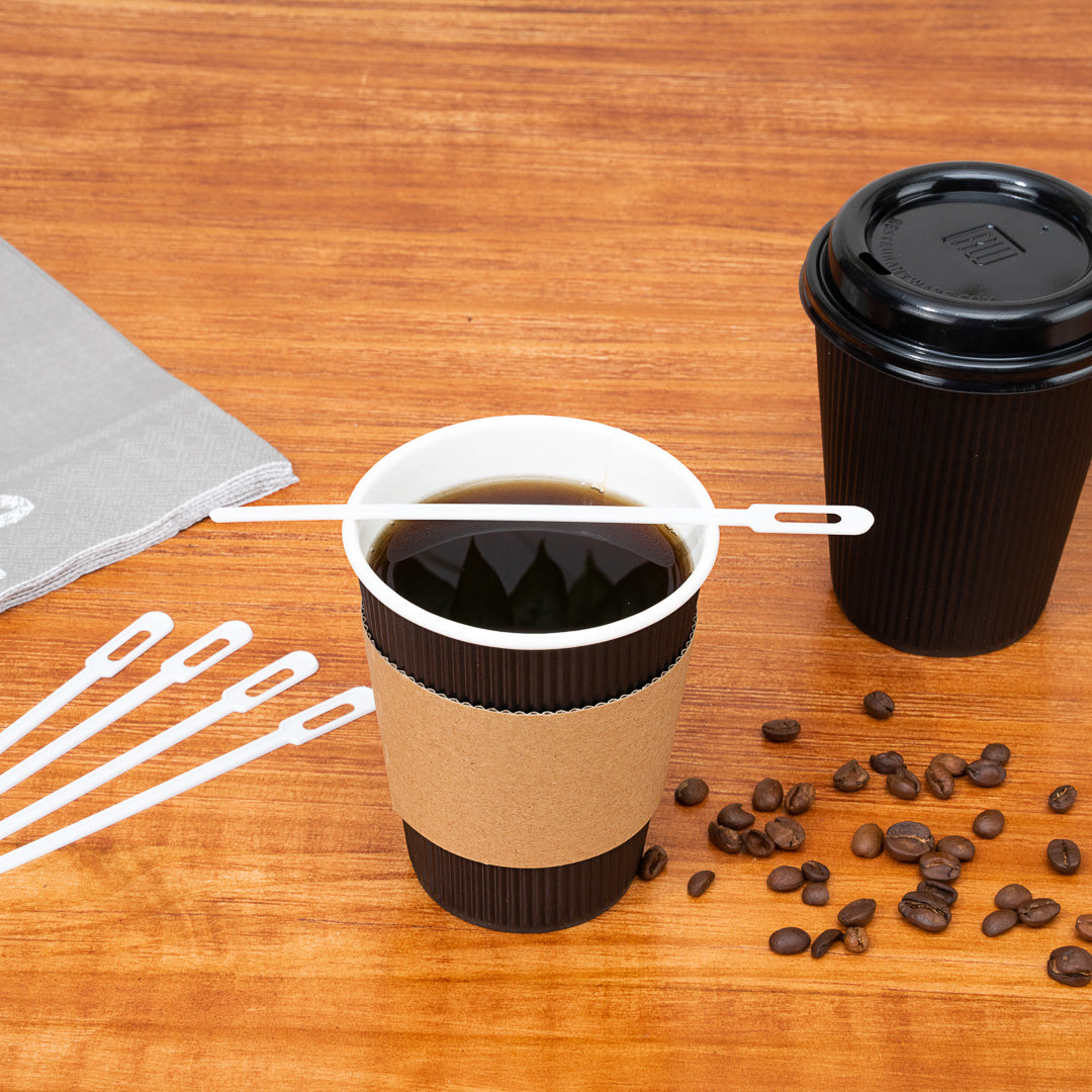 Restpresso White Plastic Keyhole Coffee Stirrer - 6 1/4" - 100 count box