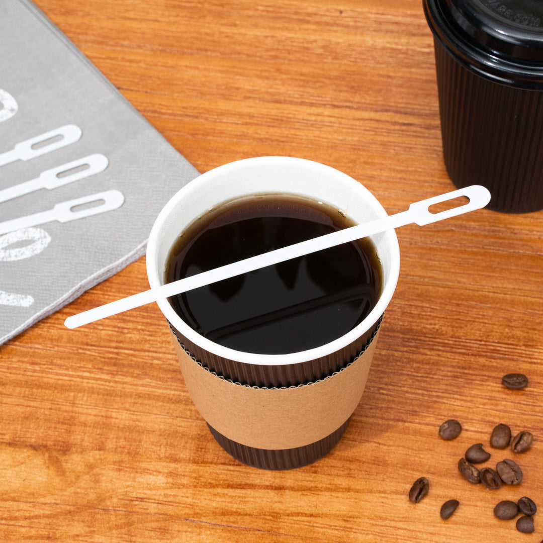 Restpresso White Plastic Keyhole Coffee Stirrer - 6 1/4" - 100 count box