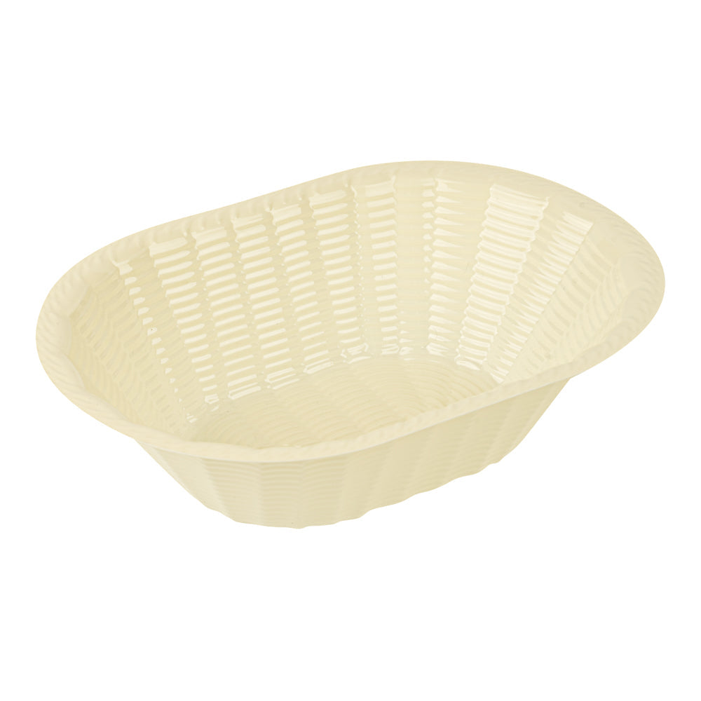 Maxi Serve 25 oz Cream Plastic Oval Food Serving Basket - Disposable - 9 1/4" x 6 1/4" x 2 1/2" - 100 count box