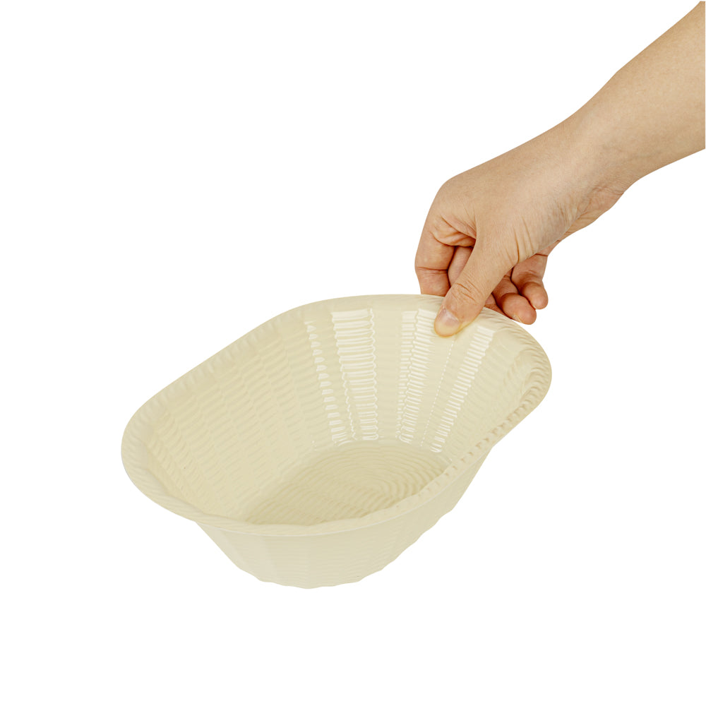 Maxi Serve 25 oz Cream Plastic Oval Food Serving Basket - Disposable - 9 1/4" x 6 1/4" x 2 1/2" - 25 count box