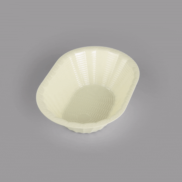 Maxi Serve 25 oz Cream Plastic Oval Food Serving Basket - Disposable - 9 1/4" x 6 1/4" x 2 1/2" - 25 count box