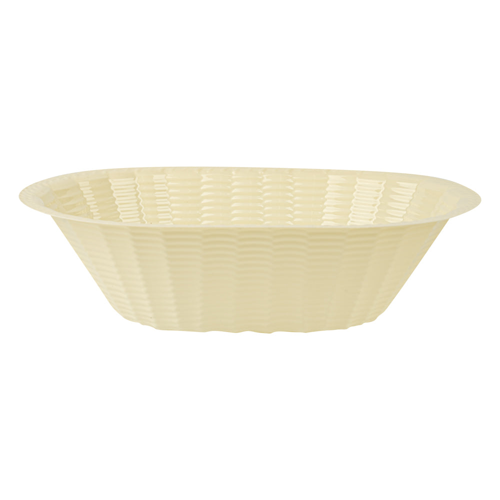 Maxi Serve 25 oz Cream Plastic Oval Food Serving Basket - Disposable - 9 1/4" x 6 1/4" x 2 1/2" - 100 count box