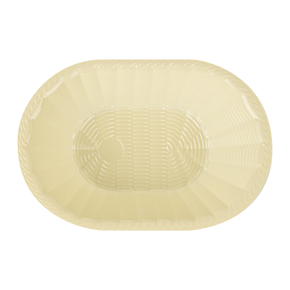Maxi Serve 25 oz Cream Plastic Oval Food Serving Basket - Disposable - 9 1/4" x 6 1/4" x 2 1/2" - 100 count box