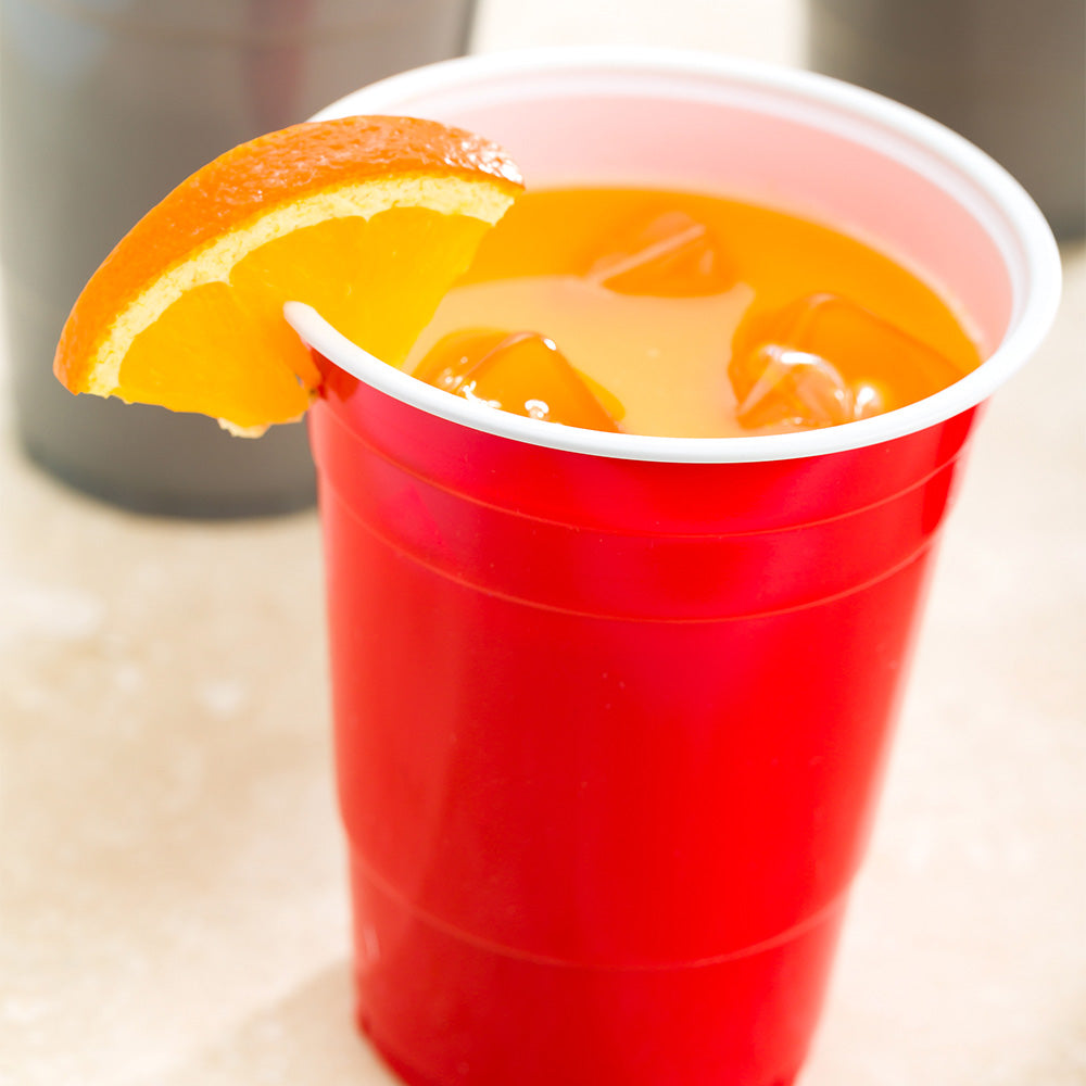Chef 101 16 oz Red Plastic Party Cup - 3 3/4" x 3 3/4" x 4 3/4" - 25 count box