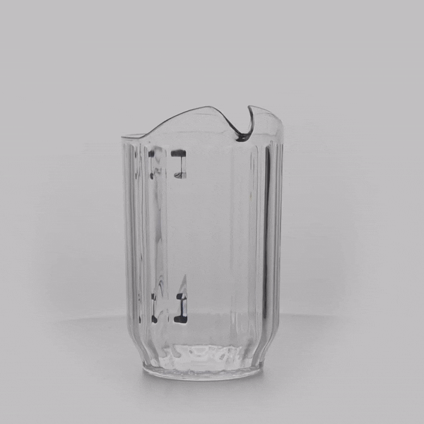 Chef 101 32 oz Clear Plastic Water Pitcher - 4 1/4" x 4 1/4" x 6 3/4" - 1 count box