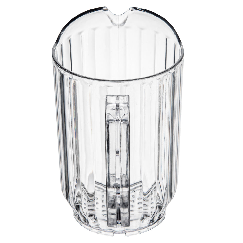 Chef 101 32 oz Clear Plastic Water Pitcher - 4 1/4" x 4 1/4" x 6 3/4" - 1 count box