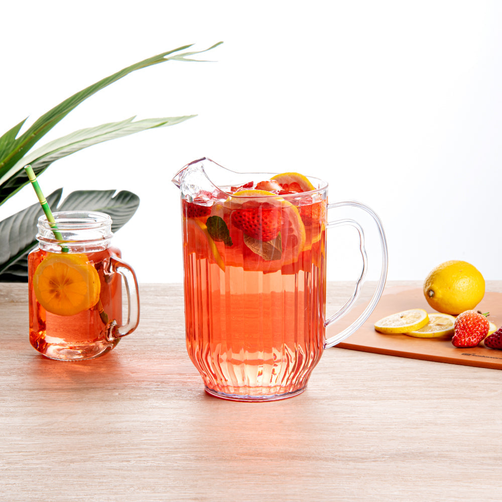 Chef 101 60 oz Clear Plastic Water Pitcher - 5" x 5" x 7 3/4" - 1 count box