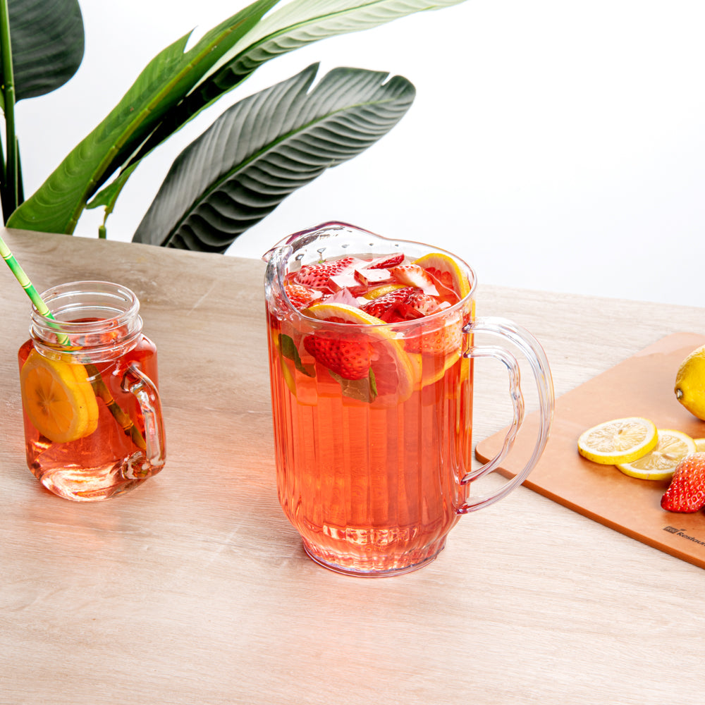 Chef 101 60 oz Clear Plastic Water Pitcher - 5" x 5" x 7 3/4" - 1 count box