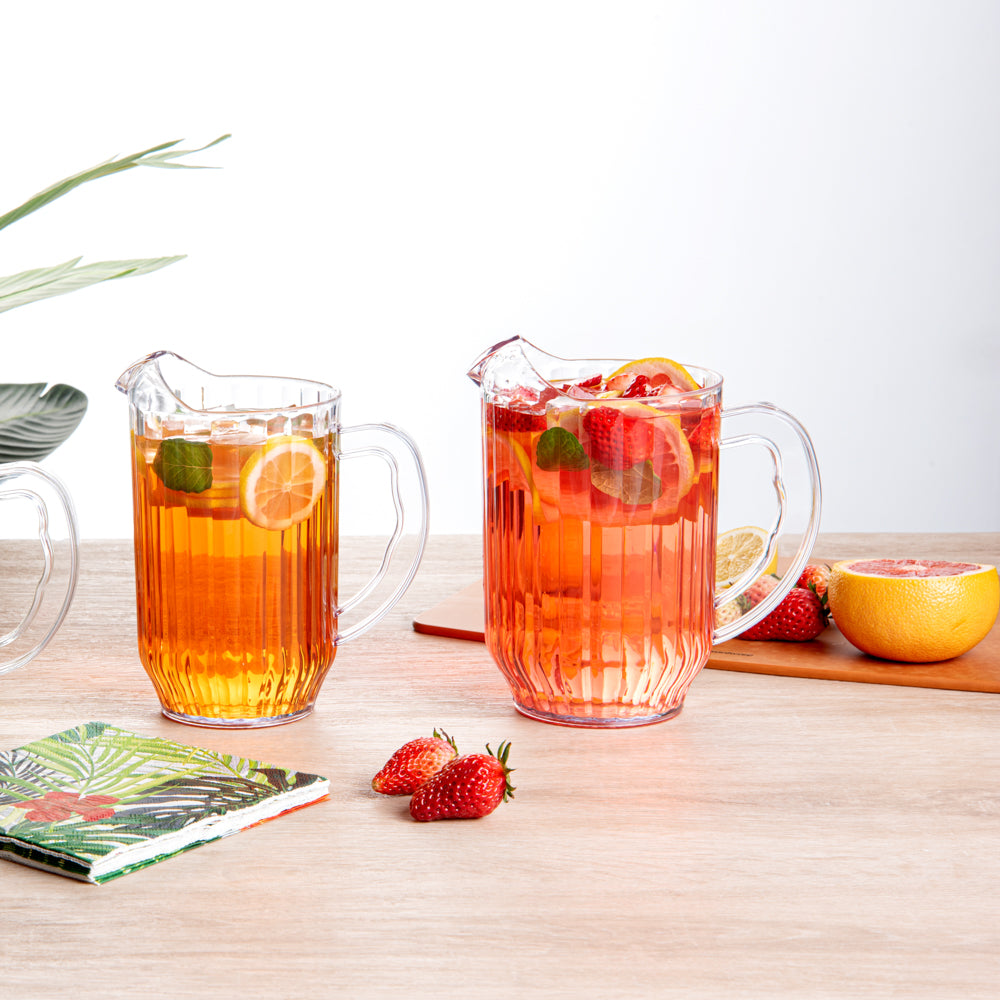 Chef 101 60 oz Clear Plastic Water Pitcher - 5" x 5" x 7 3/4" - 1 count box