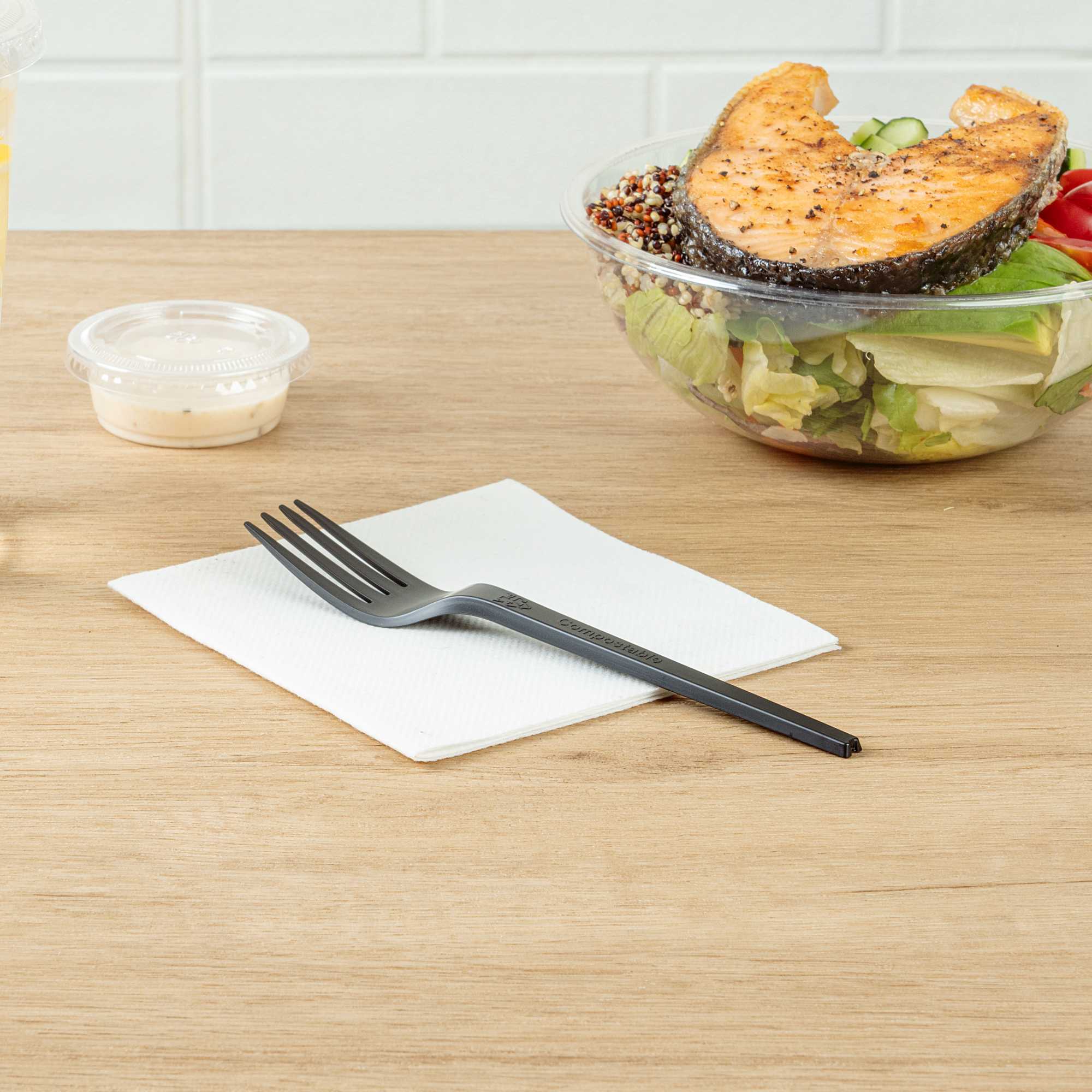 Basic Nature Black CPLA Plastic Fork - Heat-Resistant, Compostable - 6 1/2" x 1" x 1/2" - 250 count box