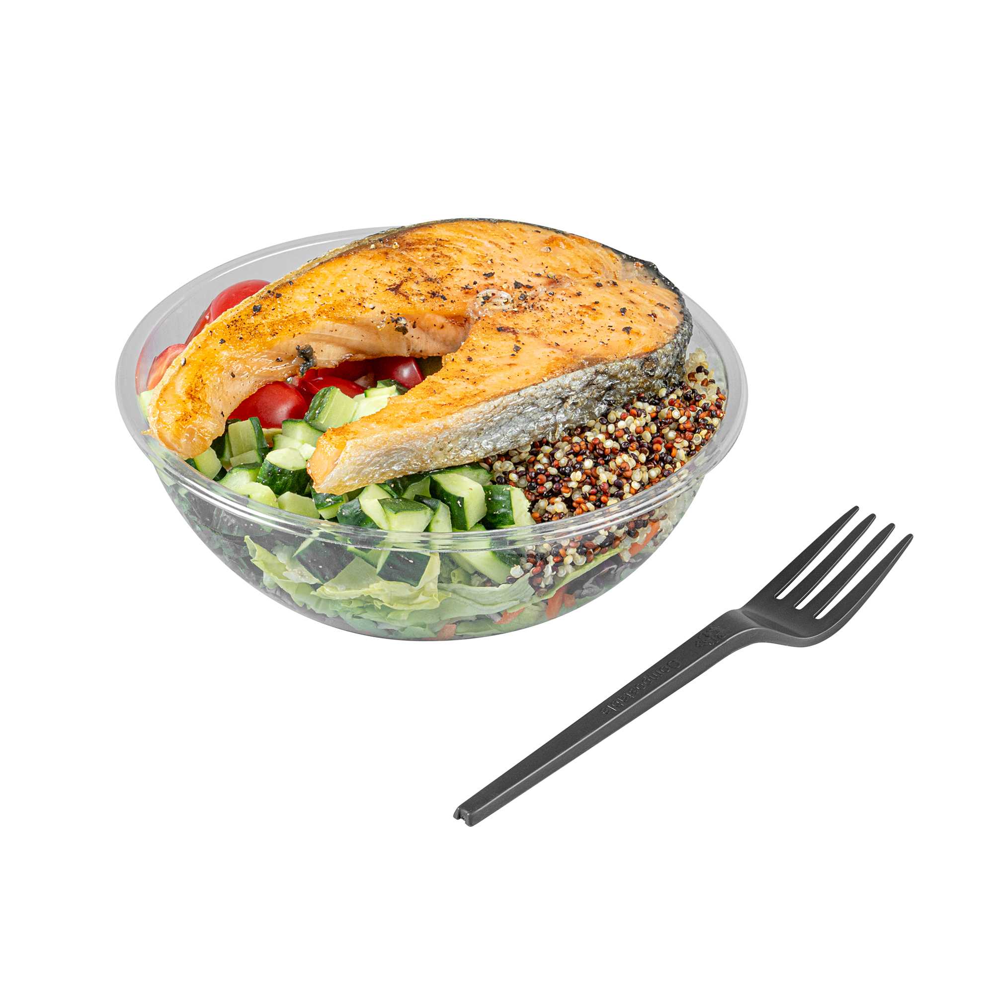 Basic Nature Black CPLA Plastic Fork - Heat-Resistant, Compostable - 6 1/2" x 1" x 1/2" - 50 count box