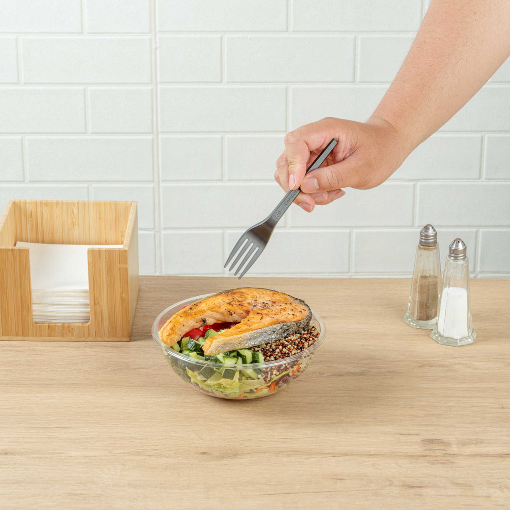 Basic Nature Black CPLA Plastic Fork - Heat-Resistant, Compostable - 6 1/2" x 1" x 1/2" - 50 count box