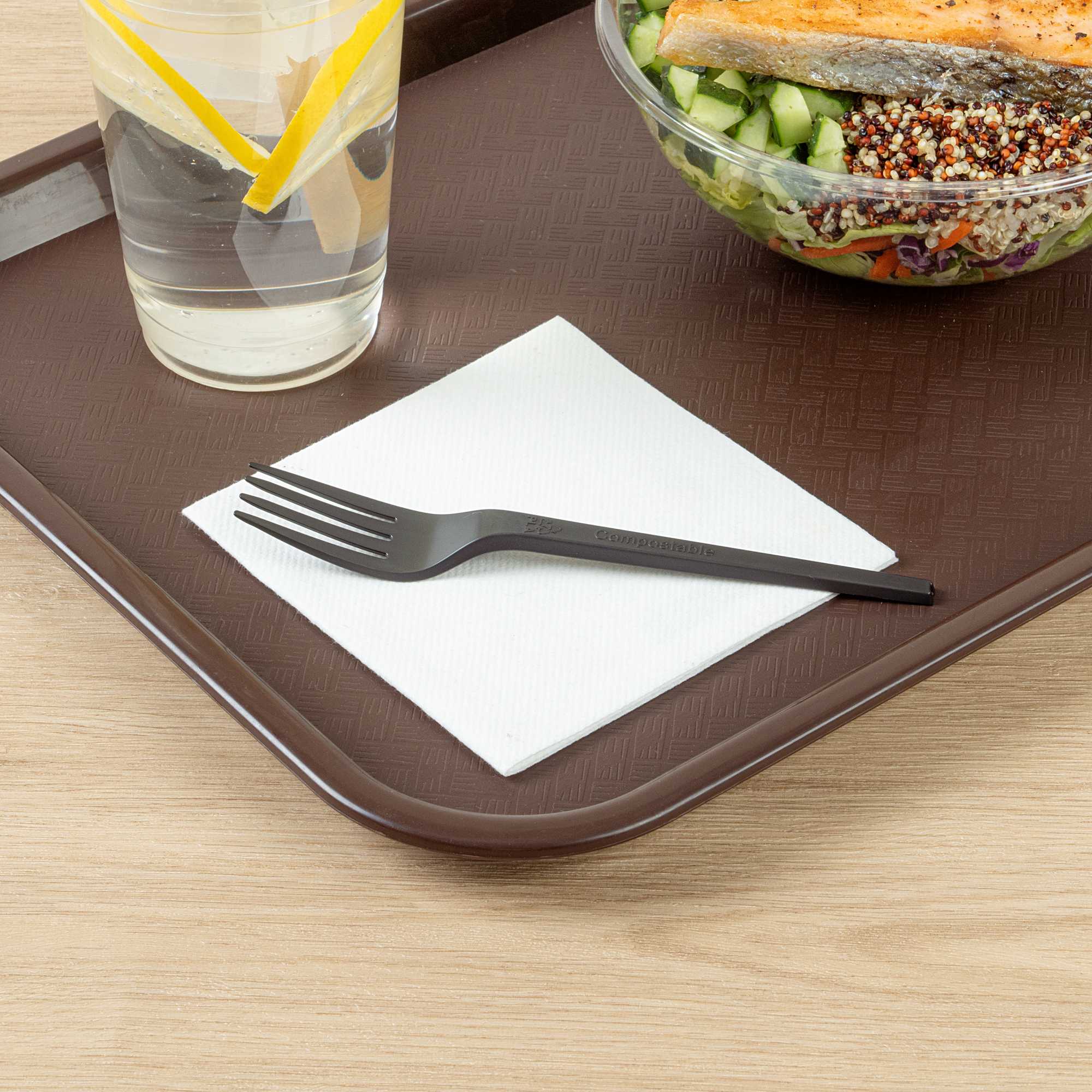 Basic Nature Black CPLA Plastic Fork - Heat-Resistant, Compostable - 6 1/2" x 1" x 1/2" - 250 count box