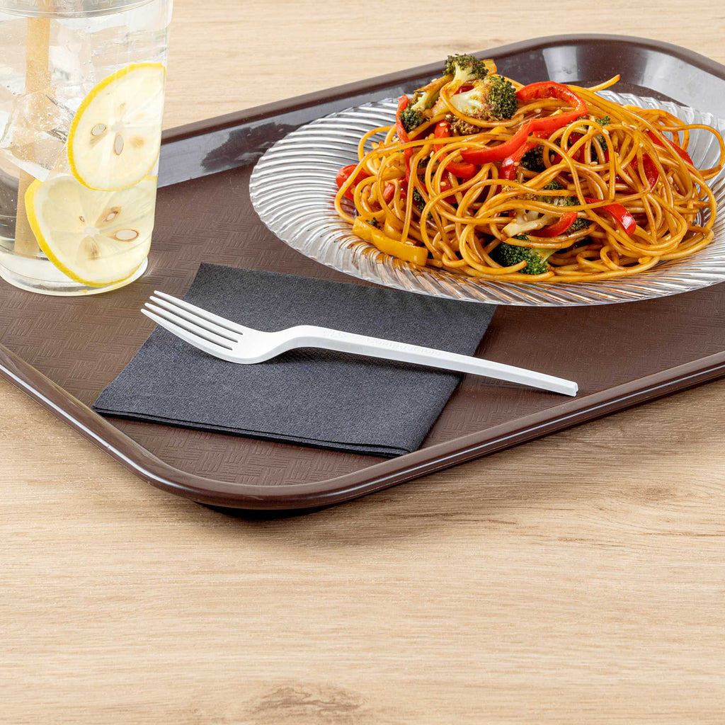 Basic Nature White CPLA Plastic Fork - Heat-Resistant, Compostable - 6 1/2" x 1" x 1/2" - 50 count box
