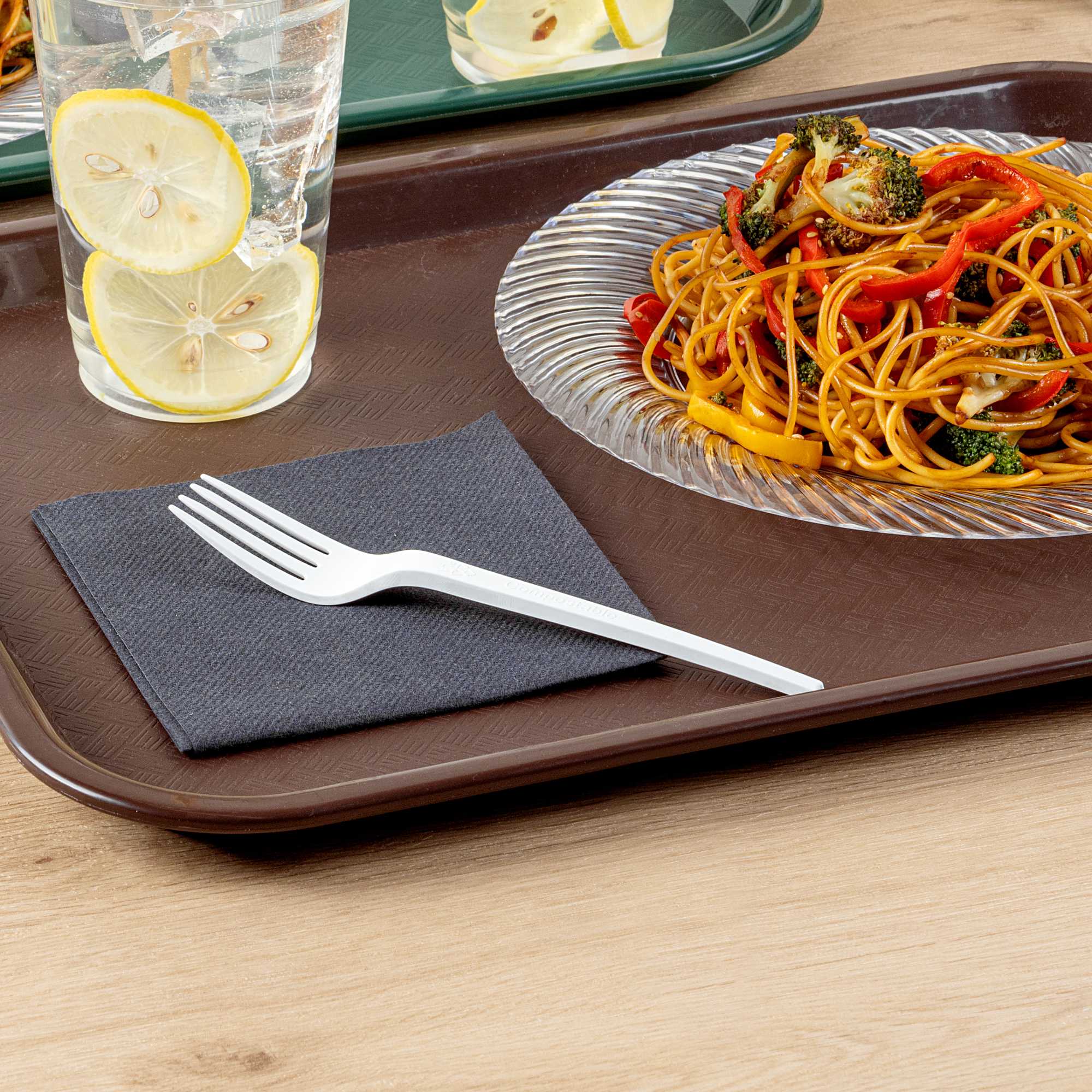 Basic Nature White CPLA Plastic Fork - Heat-Resistant, Compostable - 6 1/2" x 1" x 1/2" - 50 count box