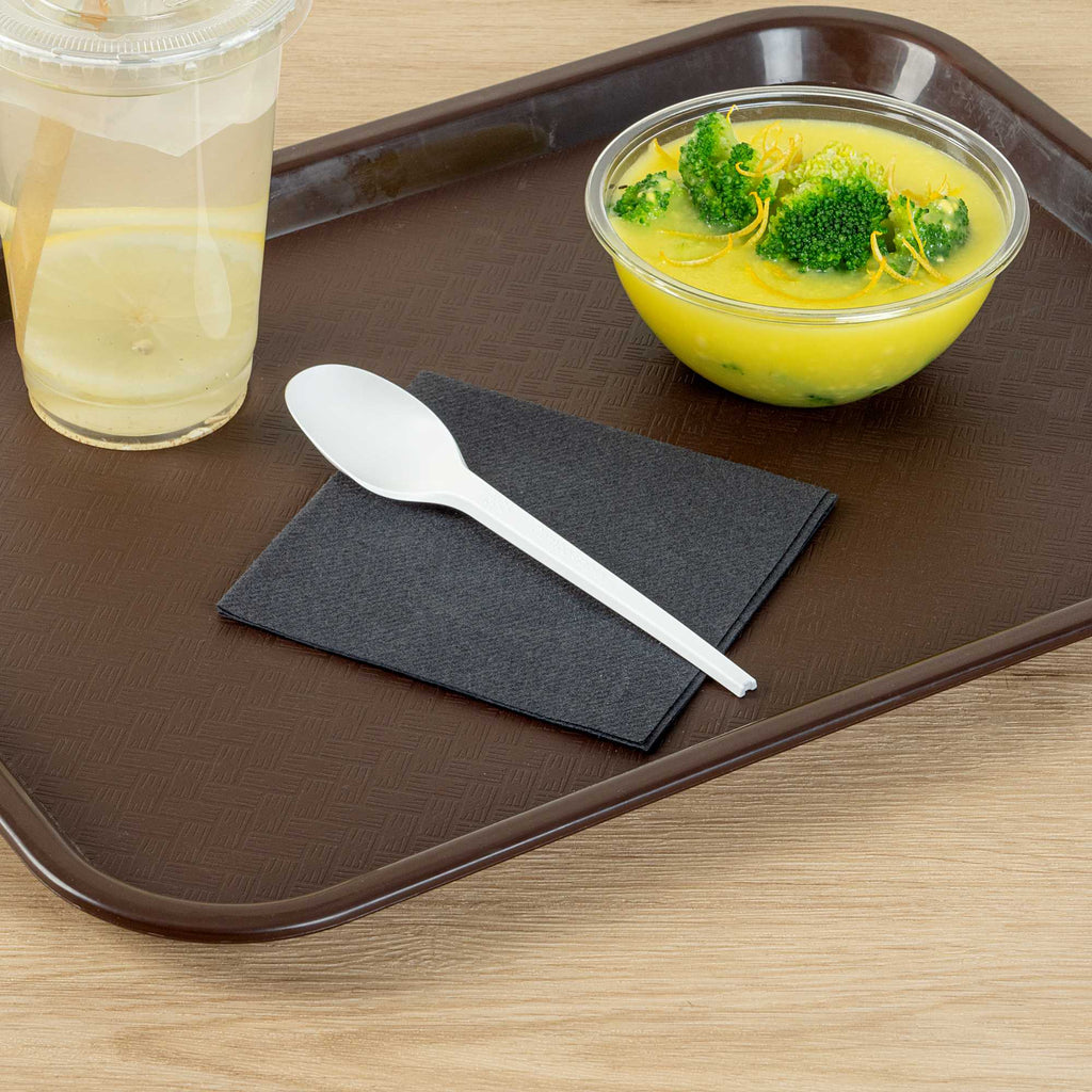 Basic Nature White CPLA Plastic Spoon - Heat-Resistant, Compostable - 6 1/2" x 1 1/4" x 1/2" - 50 count box