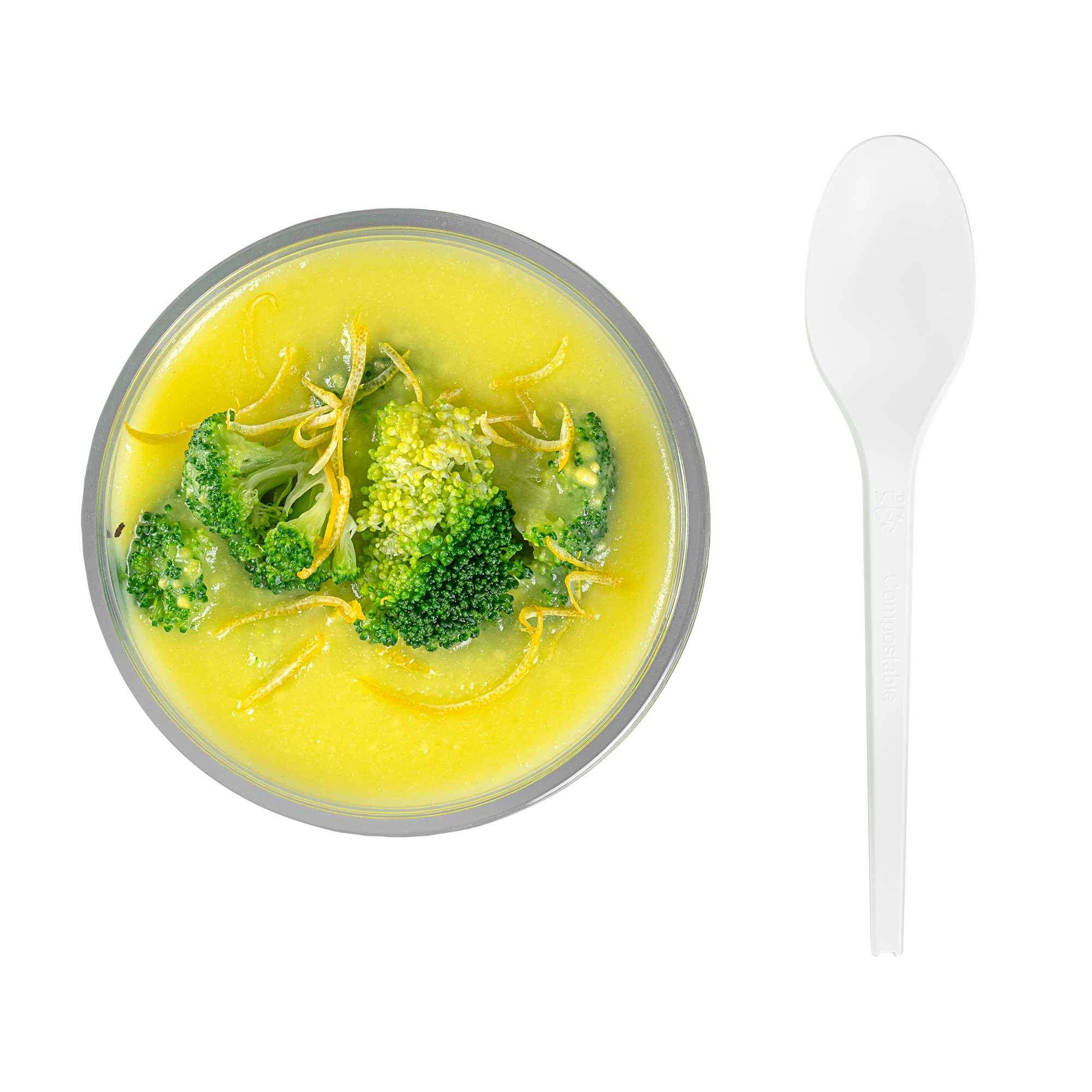 Basic Nature White CPLA Plastic Spoon - Heat-Resistant, Compostable - 6 1/2" x 1 1/4" x 1/2" - 50 count box