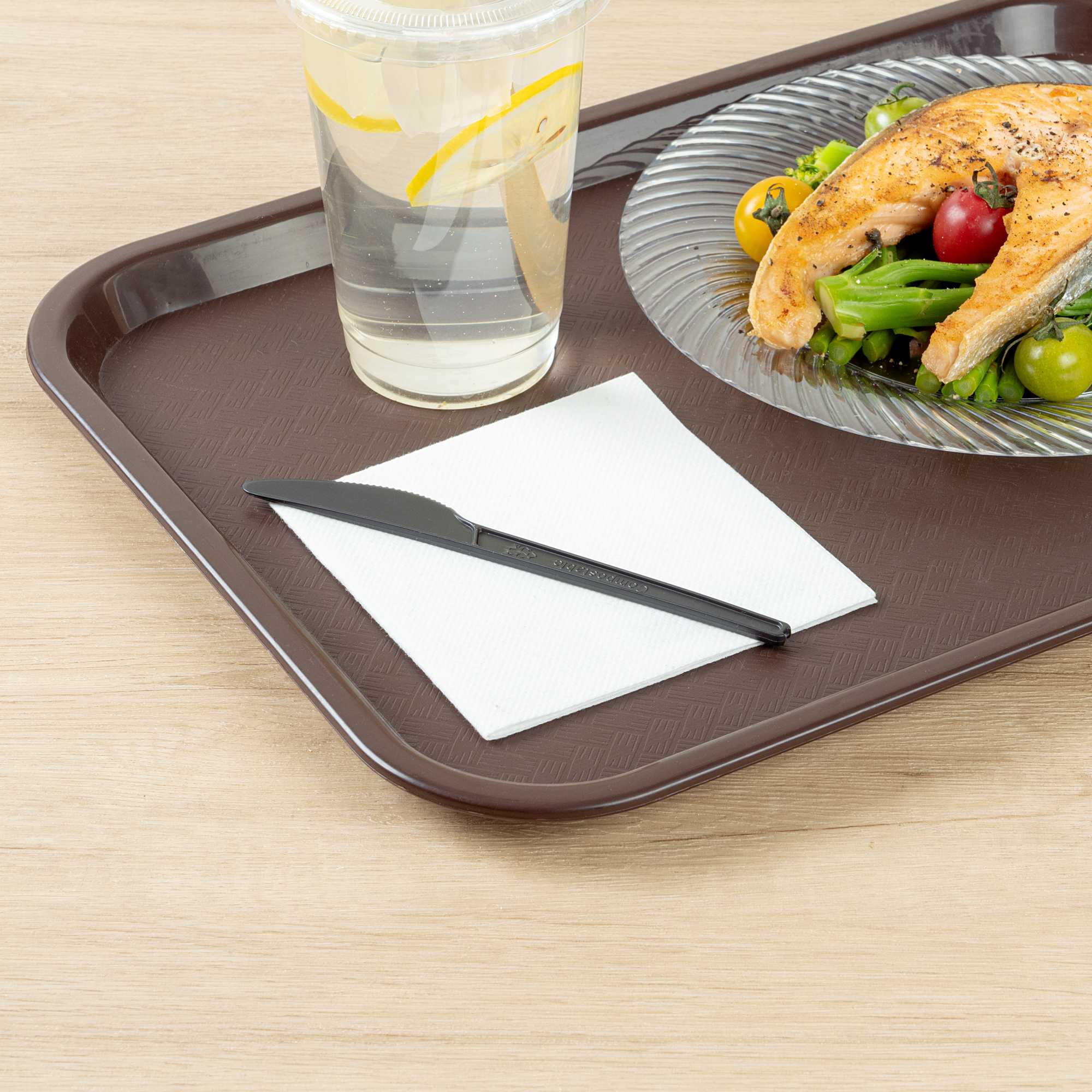 Basic Nature Black CPLA Plastic Knife - Heat-Resistant, Compostable - 6 1/2" x 1/2" - 50 count box