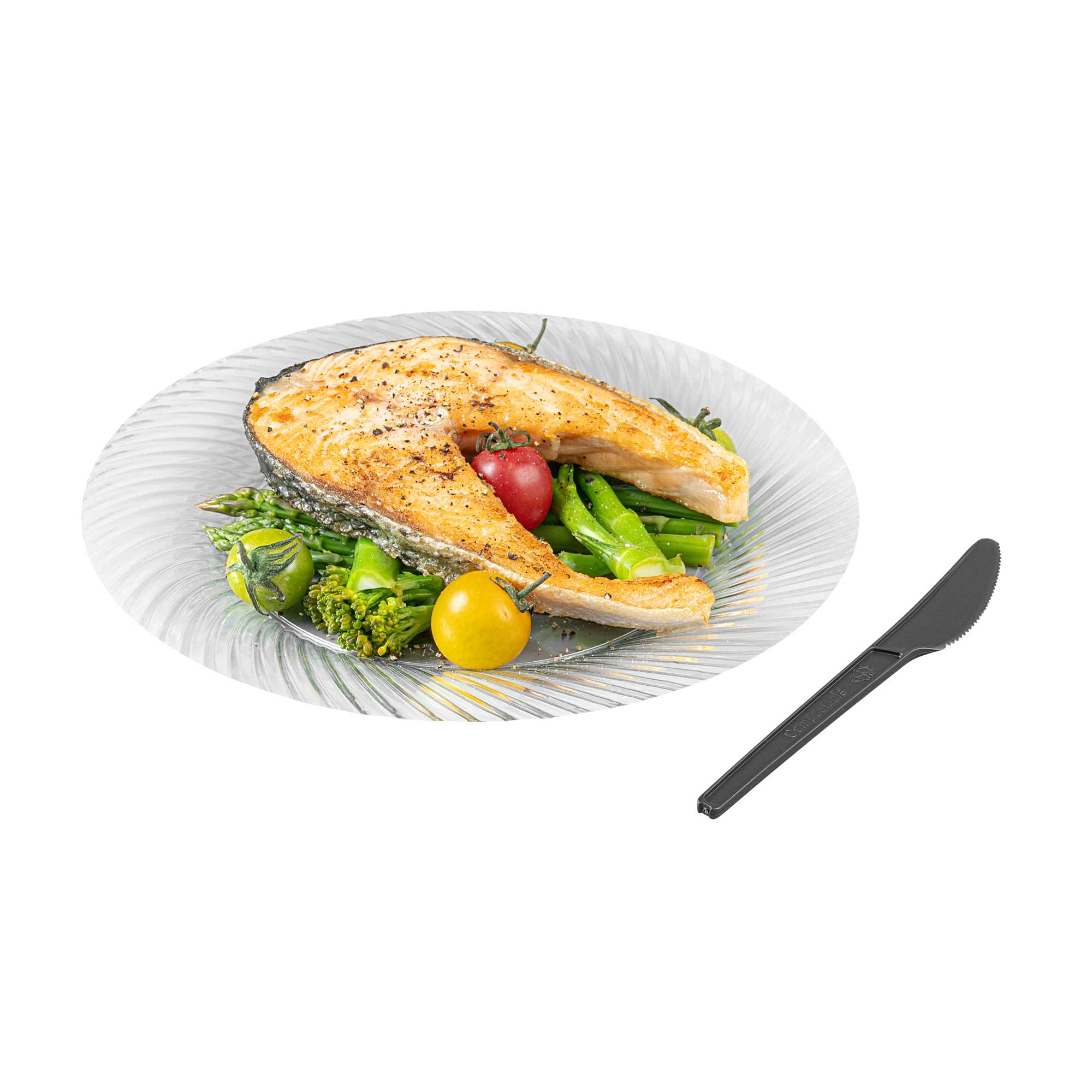 Basic Nature Black CPLA Plastic Knife - Heat-Resistant, Compostable - 6 1/2" x 1/2" - 250 count box