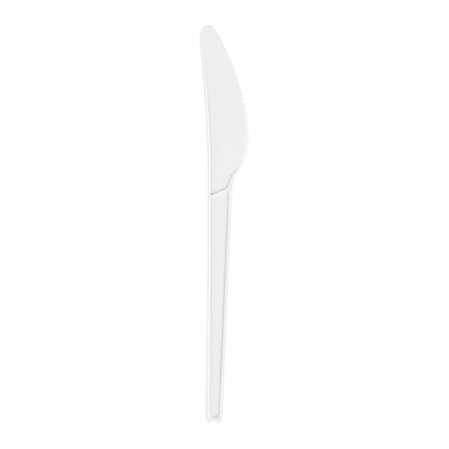 Basic Nature White CPLA Plastic Knife - Heat-Resistant, Compostable - 6 1/2" x 1/2" - 50 count box