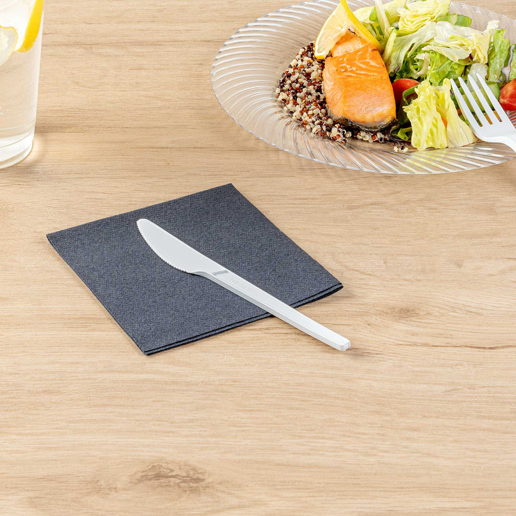 Basic Nature White CPLA Plastic Knife - Heat-Resistant, Compostable - 6 1/2" x 1/2" - 50 count box