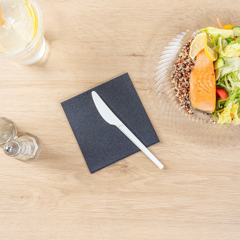 Basic Nature White CPLA Plastic Knife - Heat-Resistant, Compostable - 6 1/2" x 1/2" - 50 count box