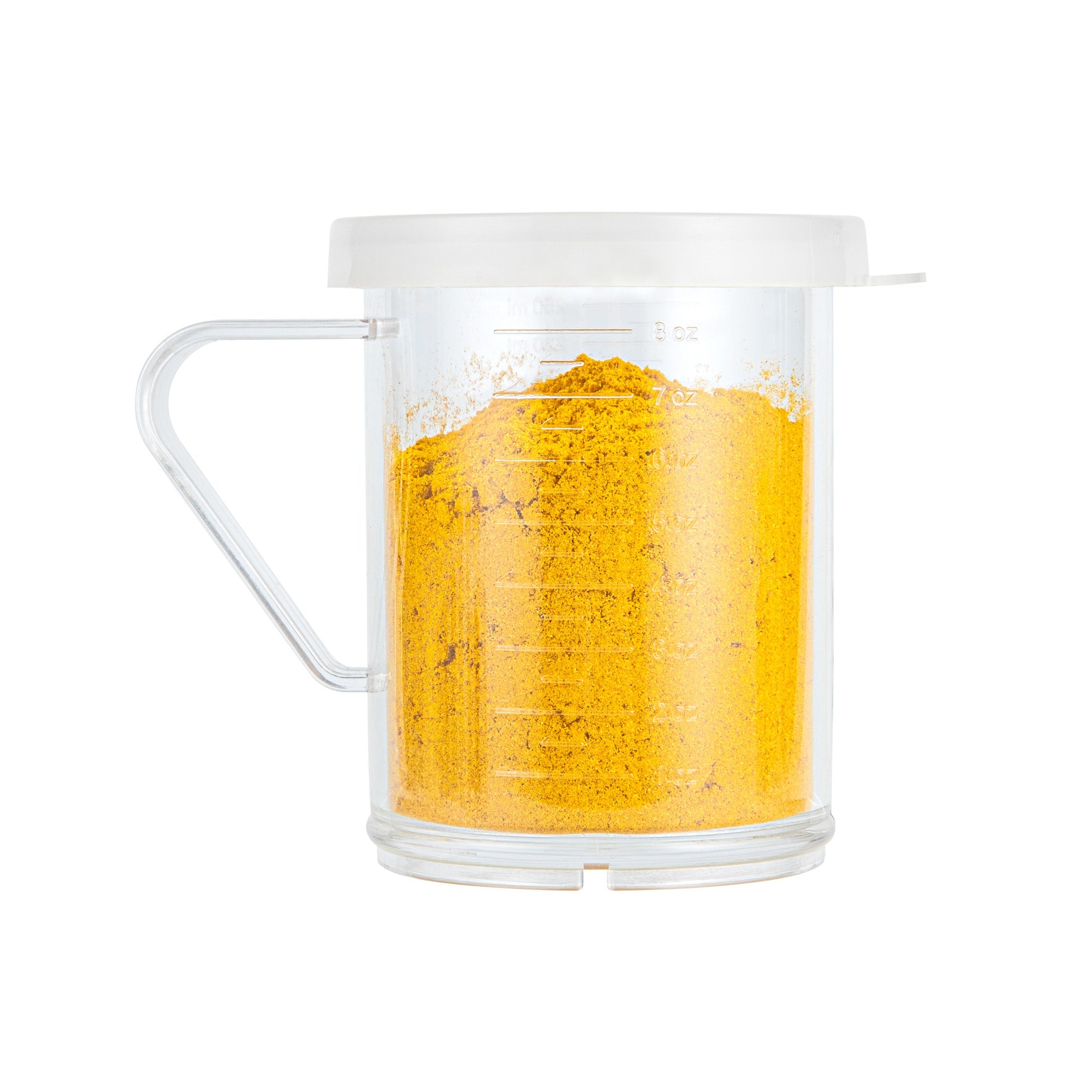 Chef 101 10 oz Clear Polycarbonate Dredge Spice Shaker - with White Solid Lid - 4 3/4" x 3 1/4" x 4" - 1 count box