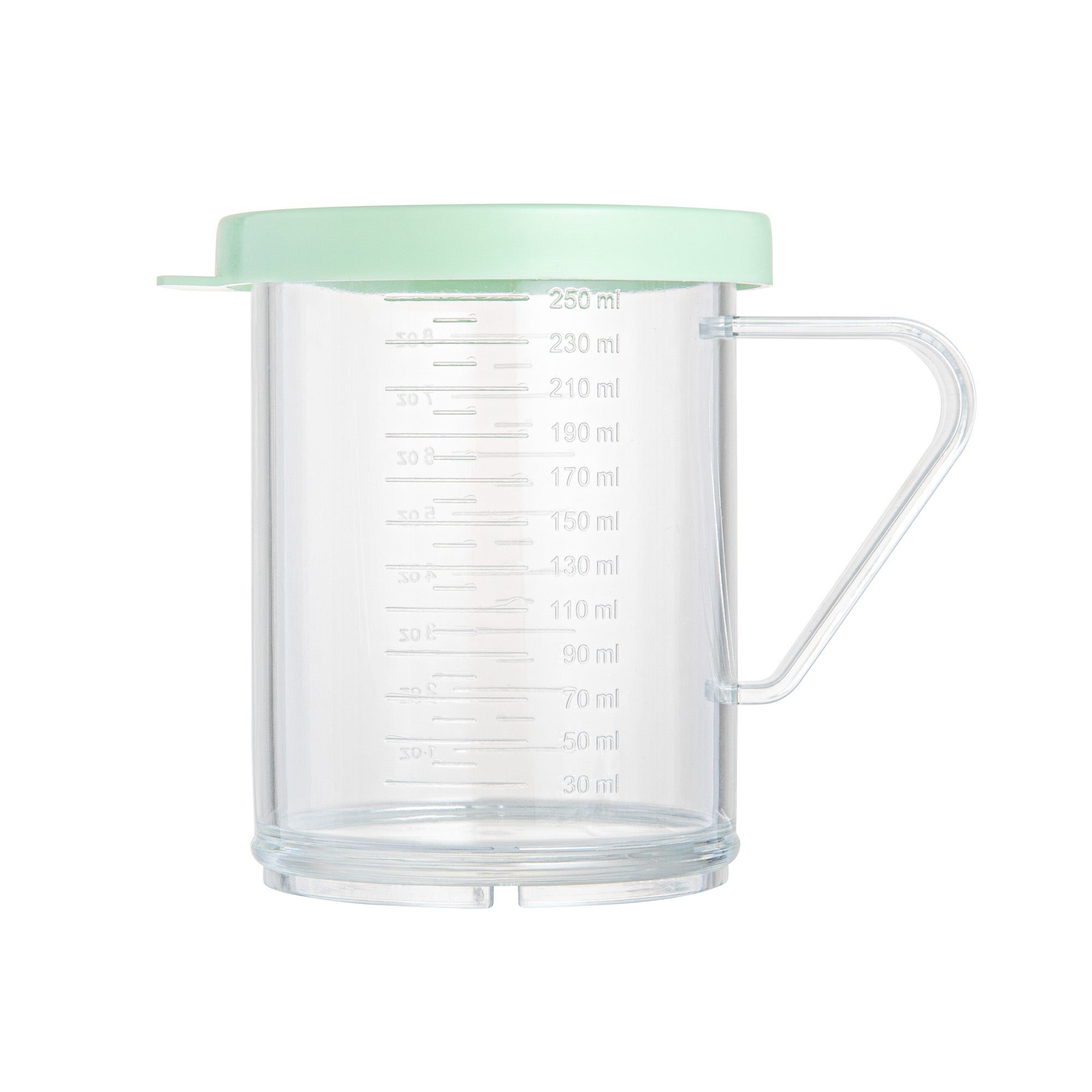 Chef 101 10 oz Clear Polycarbonate Dredge Spice Shaker - with Green Extra Fine Lid - 4 3/4" x 3 1/4" x 4" - 1 count box