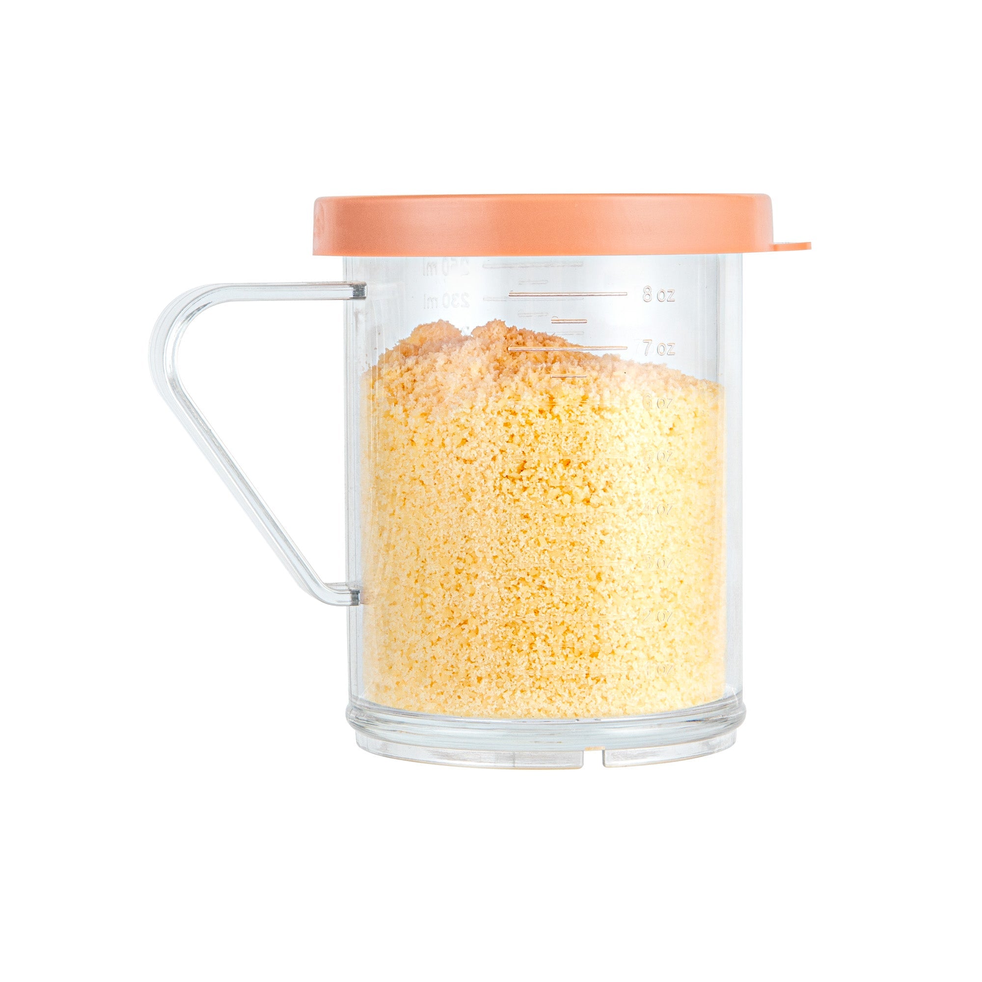 Chef 101 10 oz Clear Polycarbonate Dredge Spice Shaker - with Rose Medium Lid - 4 3/4" x 3 1/4" x 4" - 1 count box