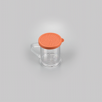 Chef 101 10 oz Clear Polycarbonate Dredge Spice Shaker - with Rose Medium Lid - 4 3/4" x 3 1/4" x 4" - 1 count box