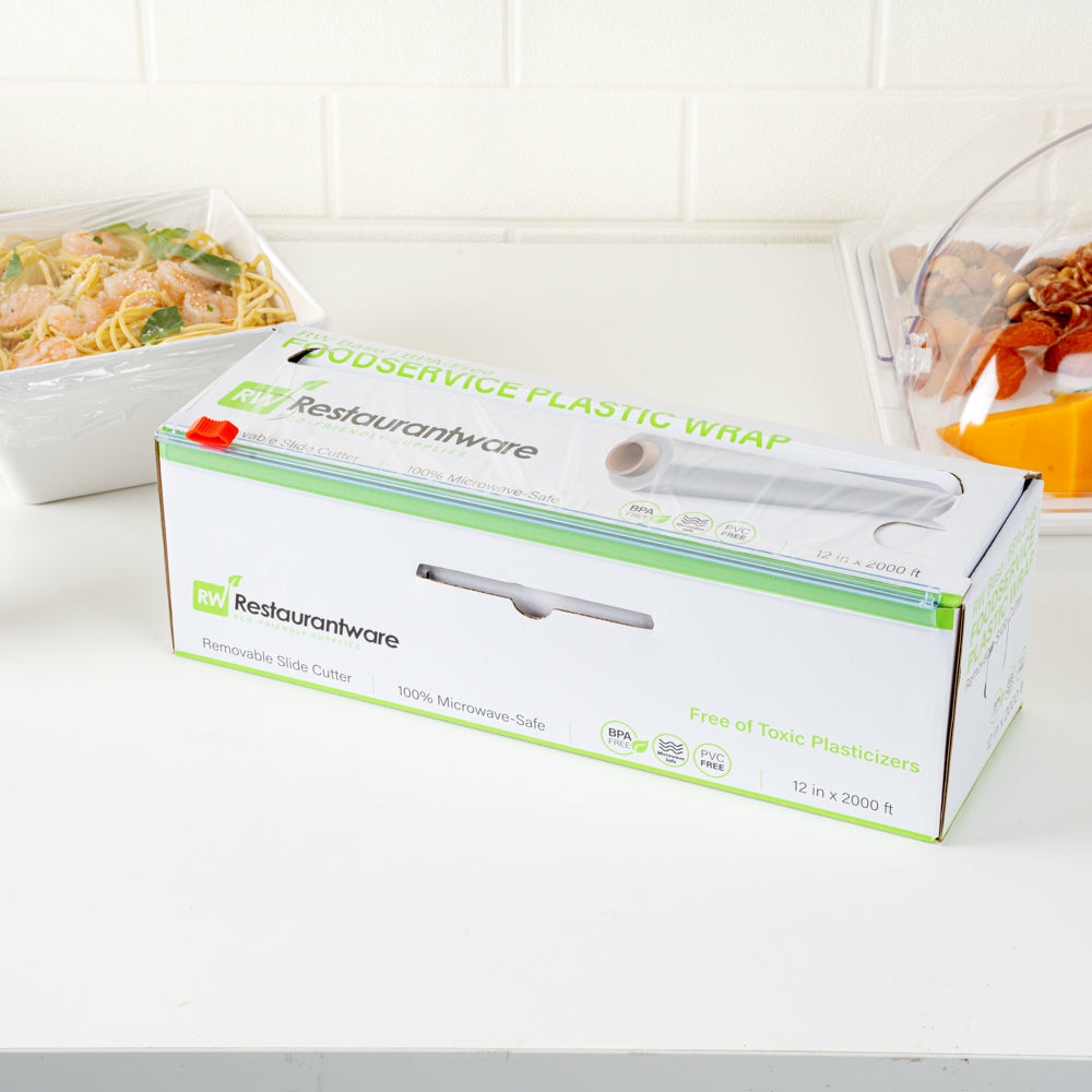 Chef 101 Clear Plastic Foodservice Food Wrap - BPA-Free, Microwave-Safe - 12" x 2000' - 1 count box