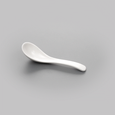 Voga 1 oz White Melamine Chinese Soup Spoon - Classic - 5" x 1 1/2" x 1" - 10 count box
