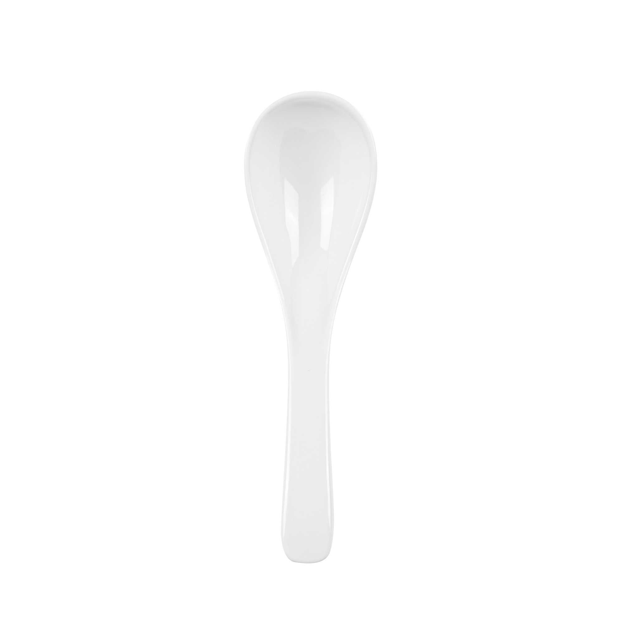 Voga 1 oz White Melamine Chinese Soup Spoon - Classic - 5" x 1 1/2" x 1" - 10 count box
