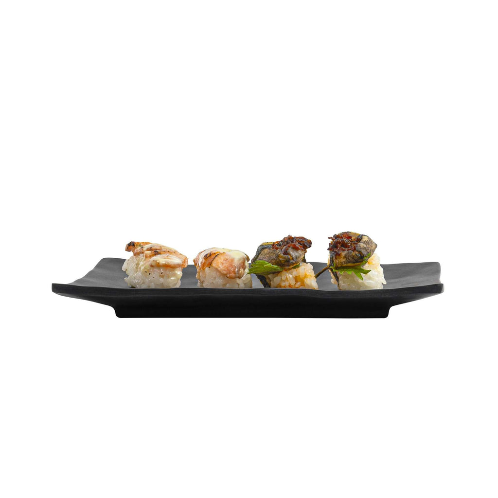 Voga Rectangle Black Melamine Small Plate - Japonais, Faux Slate - 7 3/4" x 5 1/2" - 4 count box