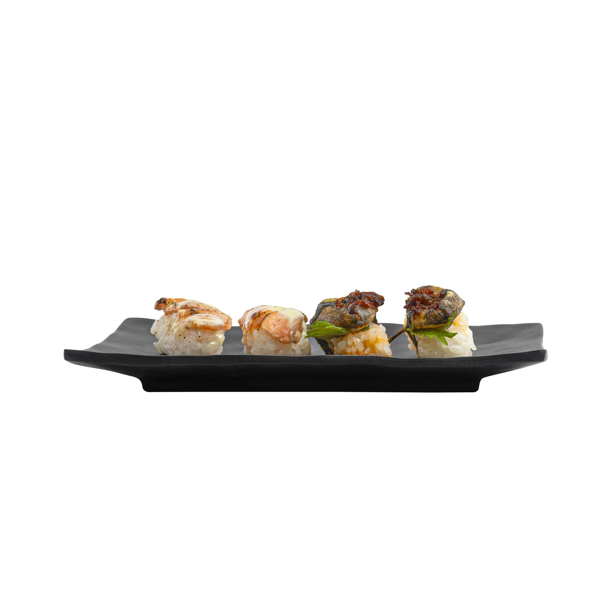 Voga Rectangle Black Melamine Small Plate - Japonais, Faux Slate - 7 3/4" x 5 1/2" - 4 count box