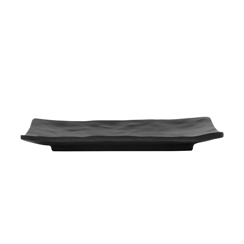 Voga Rectangle Black Melamine Small Plate - Japonais, Faux Slate - 7 3/4" x 5 1/2" - 4 count box