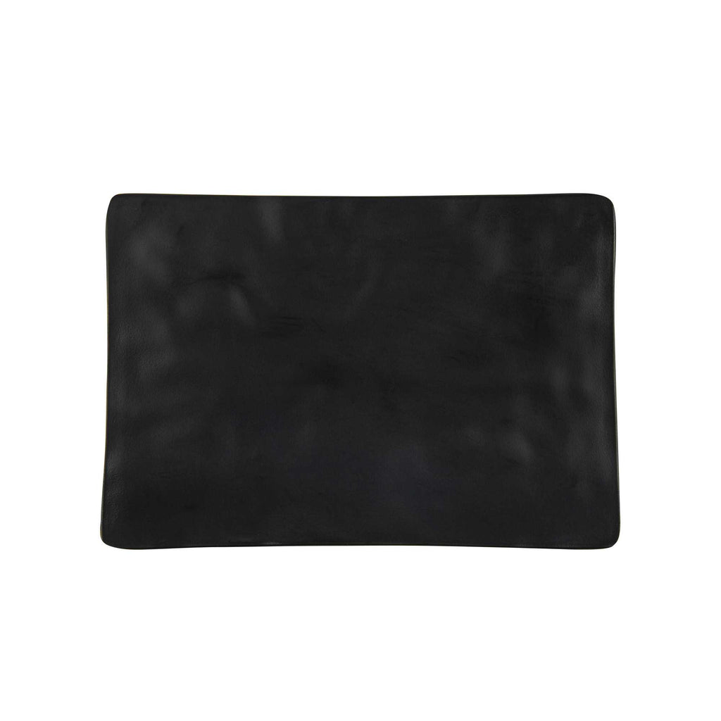Voga Rectangle Black Melamine Small Plate - Japonais, Faux Slate - 7 3/4" x 5 1/2" - 4 count box