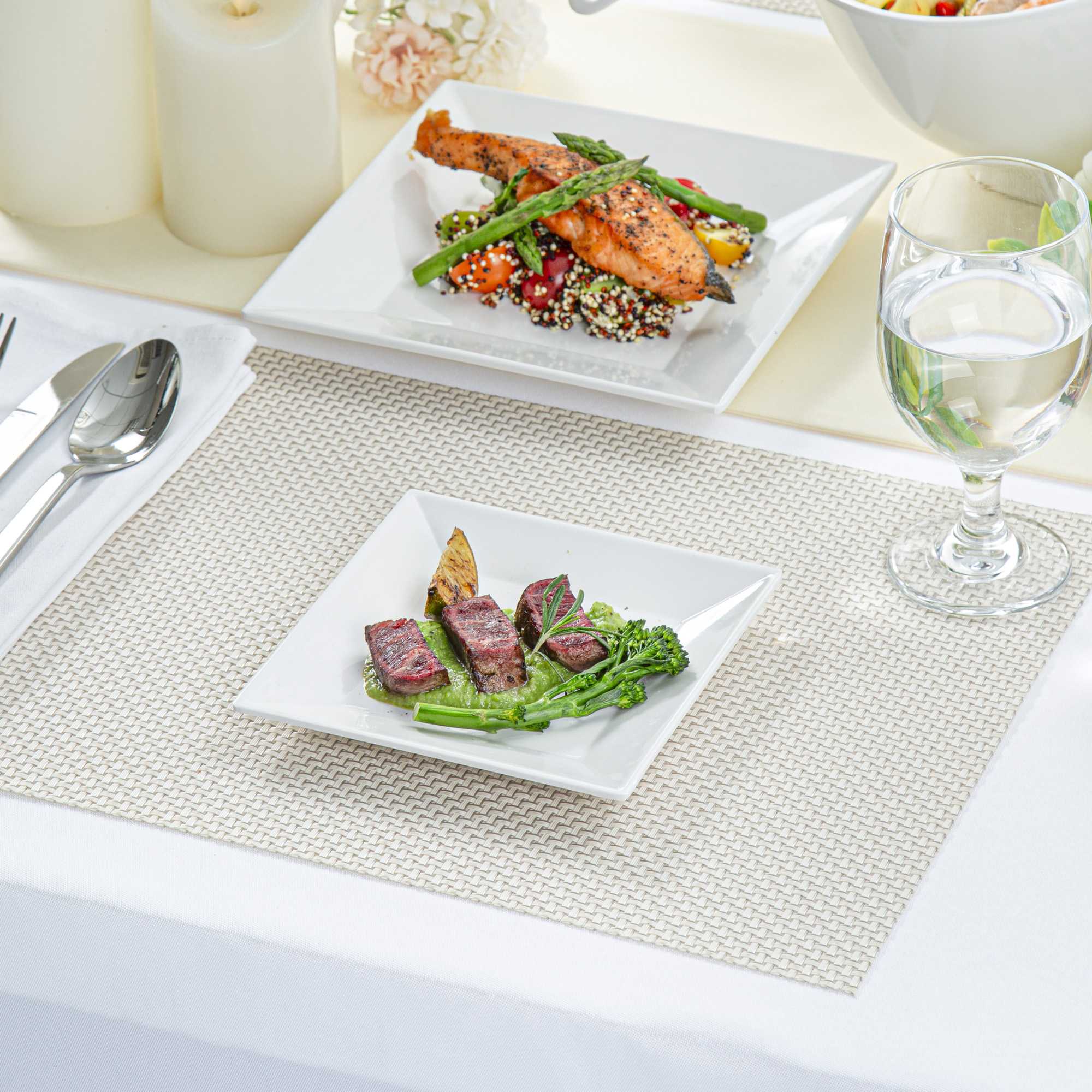 Voga Square White Melamine Small Plate - Classic - 6" x 6" x 3/4" - 4 count box