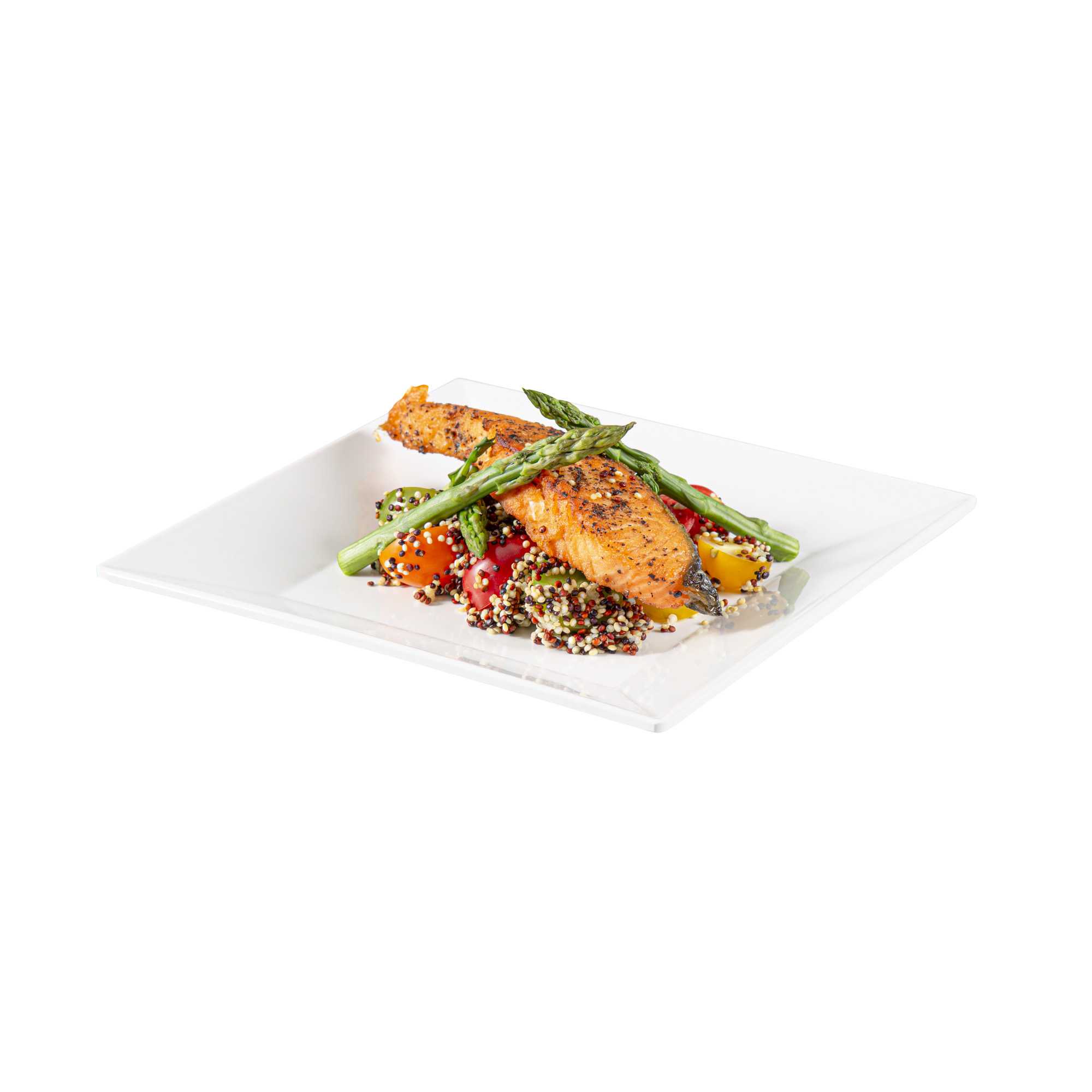 Voga Square White Melamine Medium Plate - Classic - 8" x 8" x 1" - 4 count box