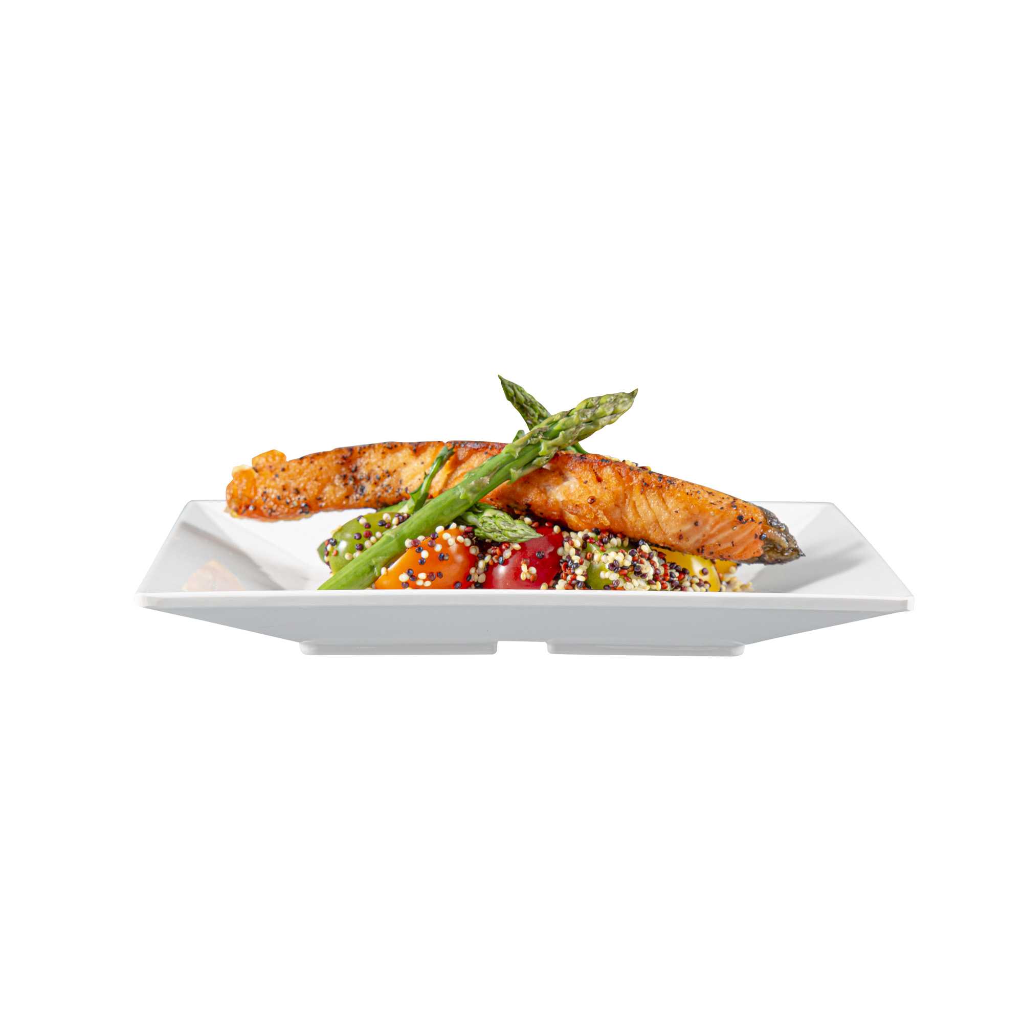 Voga Square White Melamine Medium Plate - Classic - 8" x 8" x 1" - 4 count box