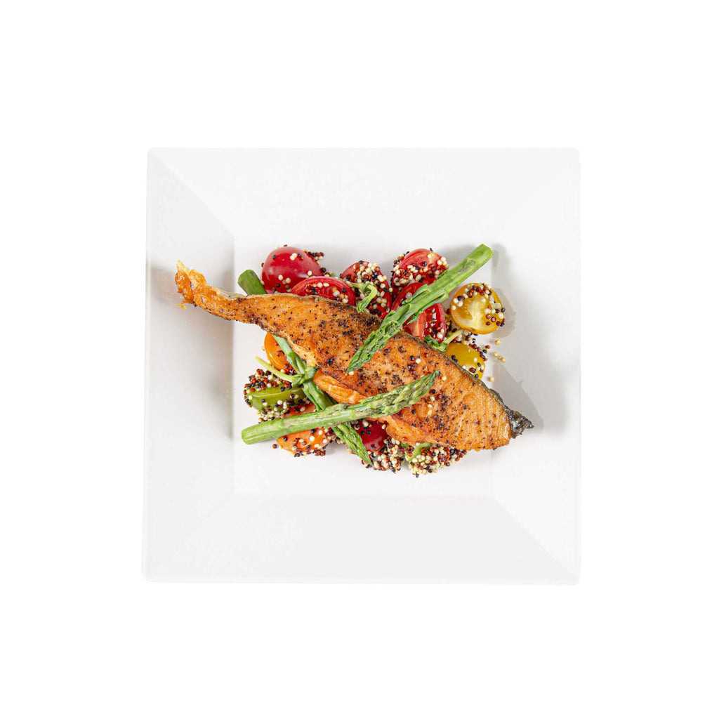 Voga Square White Melamine Medium Plate - Classic - 8" x 8" x 1" - 4 count box