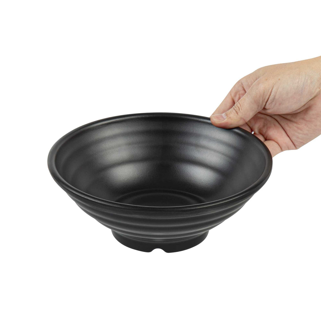 Voga 27 oz Round Black Melamine Large Bowl - Japonais, Faux Stone - 7 3/4" x 7 3/4" x 3" - 2 count box