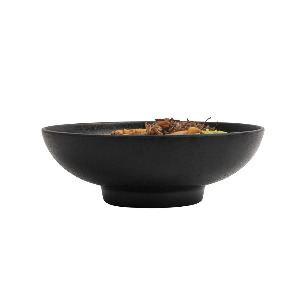 Voga 27 oz Black Melamine Large Bowl - Japonais, Faux Stone, Speckled - 9" x 9" x 2 1/2" - 2 count box